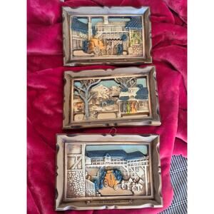 Arrival, Sunday Visit, & Departure Ceramic Wall Hanger Art Plaques